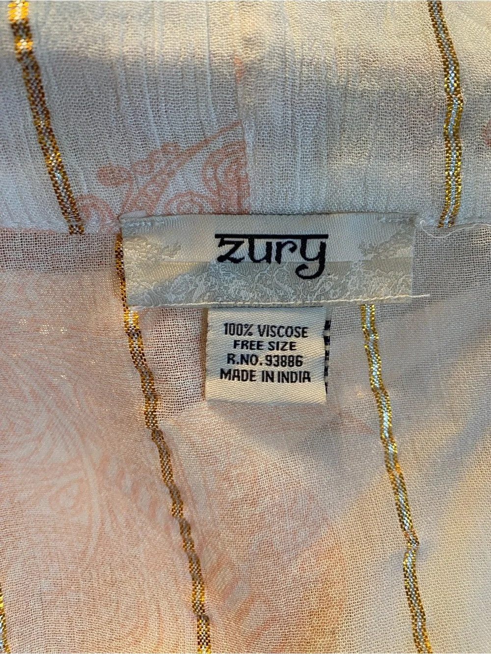 NWOT! ZURY Cream & Peach Embroidered Bohemian Kimono & Wide-Leg Pants Set - OS